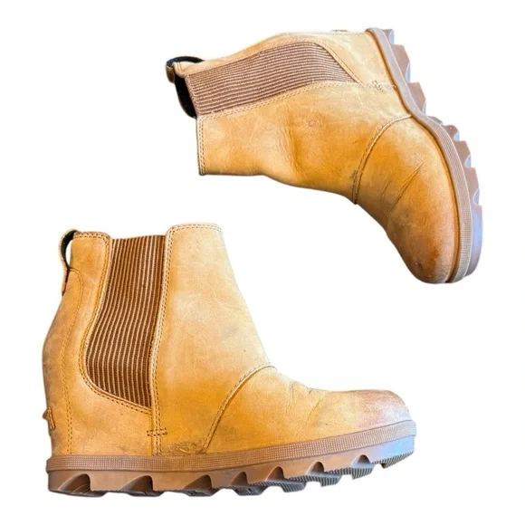 Sorel Lea Wedge Joan of Arctic Chelsea Wedge Camel Brown Black 7 - Picture 4 of 14